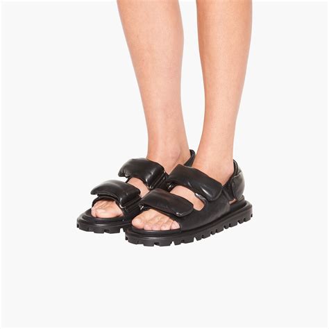 Black Padded Nappa Leather Sandals 